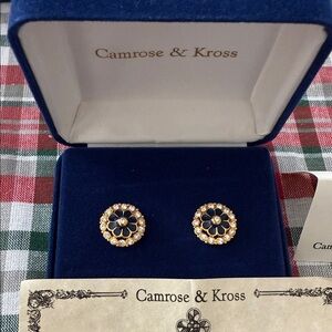 Camrose & Kross Gold and Black Floral Earrings